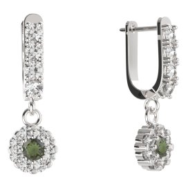 BG kulaté náušnice 088-96 Stříbro 925 - rhodium Vltavín a kubický zirkon