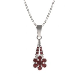 BG přívěs ve tvaru květu 518-G Stříbro 925 - rhodium Granát
