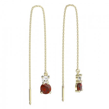 BeKid, Gold kids earrings -857 - Switching on: Chain 9 cm, Metal: Yellow gold 585, Stone: Red cubic zircon