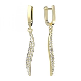 BG zlaté náušnice 716 Žluté zlato - 585 Bílý kubický zirkon