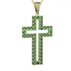 BG zlatý přívěšek křížek 238 Žluté zlato - 585 Zelený kubický zirkon