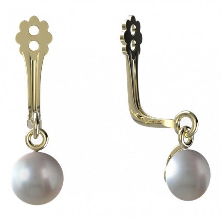 BeKid Gold earrings components  pearl IA6 - Metal: Yellow gold 585, Stone: White pearl