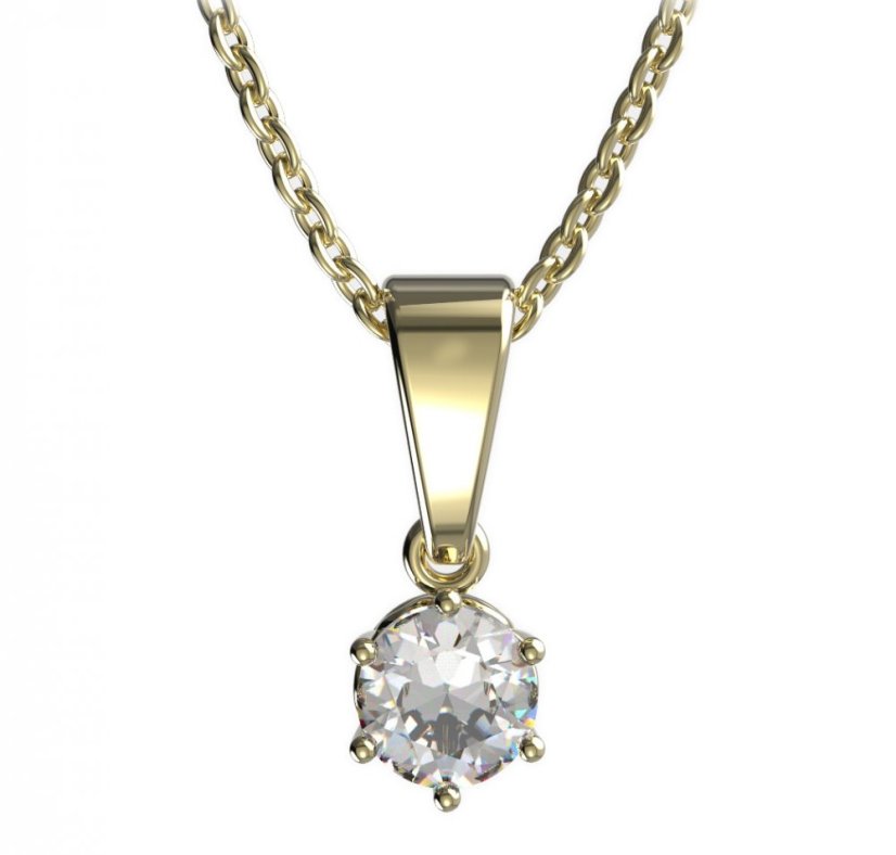 Zlatý přívěsek s diamantem, žluté zlato 585 – 1294