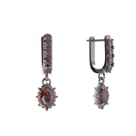 BG oválné náušnice 953-96 Stříbro 925 - ruthenium (30-90dní) Granát