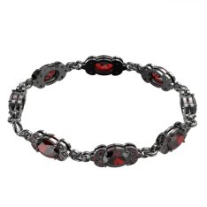 BG náramek vsazený český granát  961 Stříbro 925 - ruthenium (30-90dní) Granát