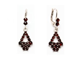 BG náušnice přírodní broušený granát   058 Bílé zlato - 585 Granát