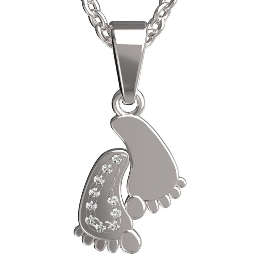 BeKid dětský přívěšek - nožičky 1370+ Bílé zlato - 585 Diamant