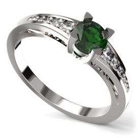 BG zlatý prstýnek 985 Bílé zlato - 585 Zelený kubický zirkon