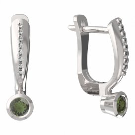 BG vltavínové náušnice 551 Bílé zlato - 585 Vltavín a diamant