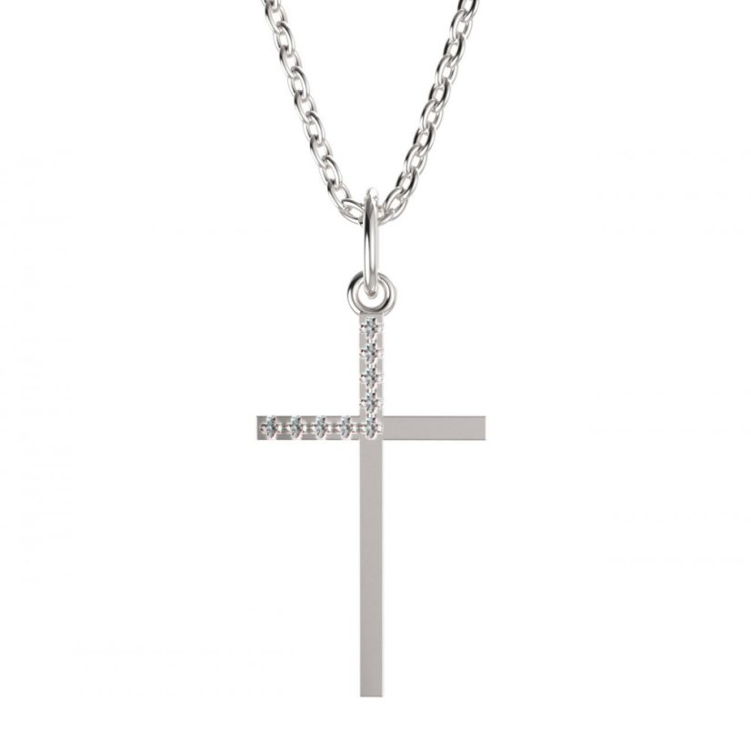 BeKid dětský přívěšek křížek 1166o Bílé zlato - 585 Diamant
