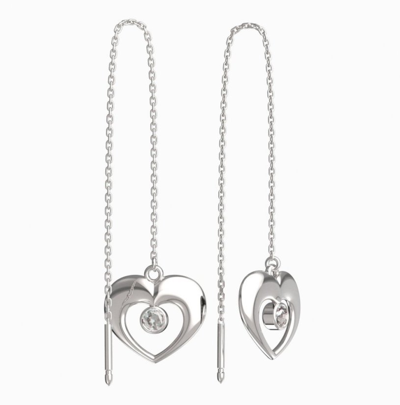 BeKid dětské náušnice srdíčko 610 Bílé zlato - 585 Diamant