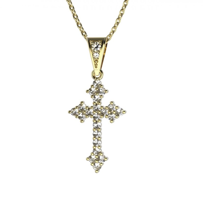 Zlatý přívěsek křížek se zirkonem, žluté zlato 585 – 255 (ZZ342551)