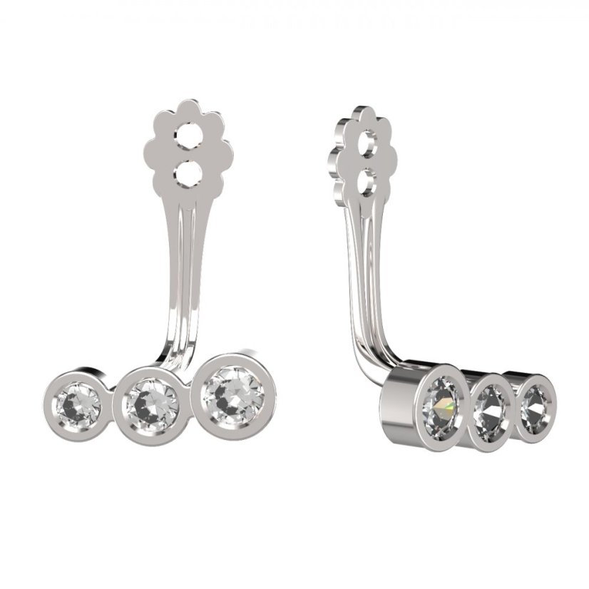 BG komponent k naušnicím tři diamanty - TZ Bílé zlato - 585 Diamant lab-grown
