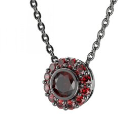 BG přívěs vsazený granát  744 Stříbro 925 - ruthenium (30-90dní) Granát