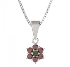 BG přívěšek 002 Stříbro 925 - rhodium Vltavín a granát