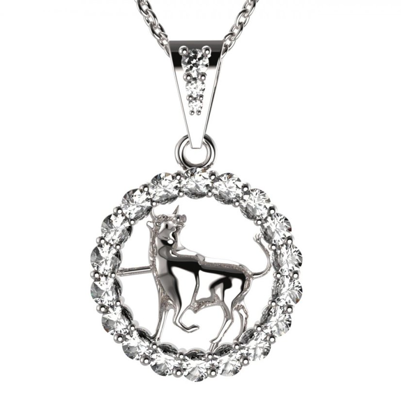 BG zlatý přívěšek Býk 044 Bílé zlato - 585 Diamant