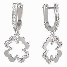 BeKid dívčí náušnice čtyřlístek 1170 Bílé zlato - 585 Diamant