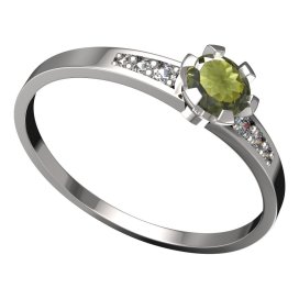 BG vltavínový prsten 556J Bílé zlato - 585 Vltavín a diamant