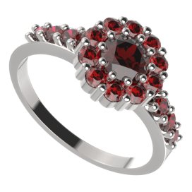 BG prsten 628-Z kulatého tvaru Stříbro 925 - rhodium Granát