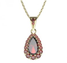 BG přívěs kapkovitého tvaru 633-1 Stříbro 925 - pozlacené Granát