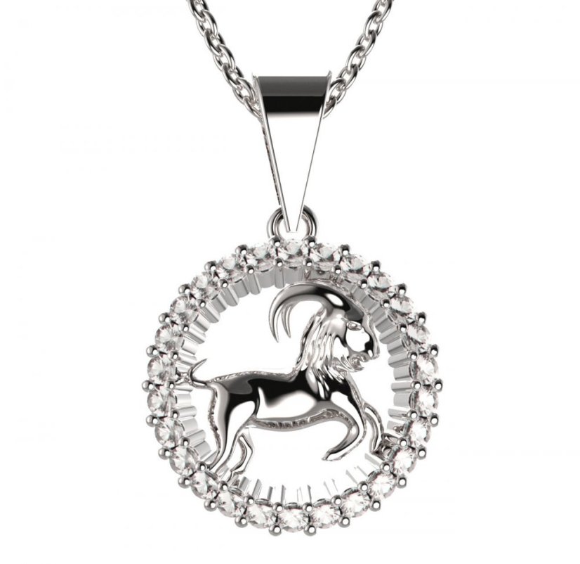 BeKid dětský zlatý přívěsek 045 kozoroh Bílé zlato - 585 Diamant
