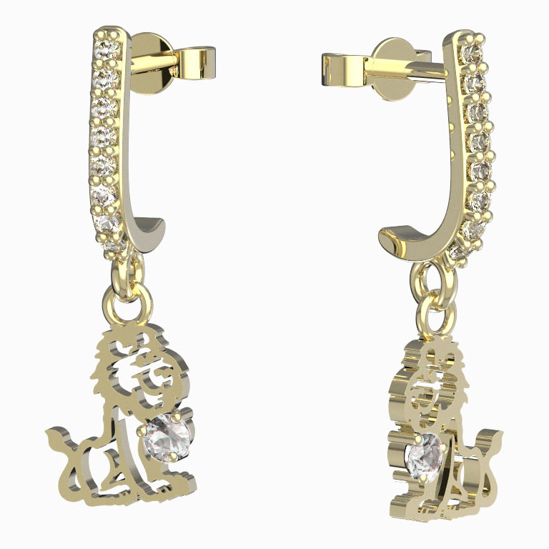 BeKid dětské náušnice lev 1191 Bílé zlato - 585 Diamant