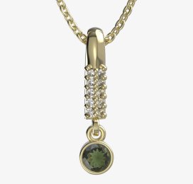 BG zlatý přívěšek 722 Žluté zlato - 585 Vltavín a diamant
