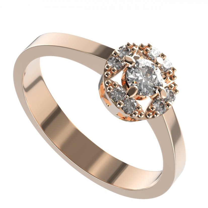 BG zlatý diamantový prstýnek 764 Růžové zlato 585 (30-90dní) Diamant lab-grown