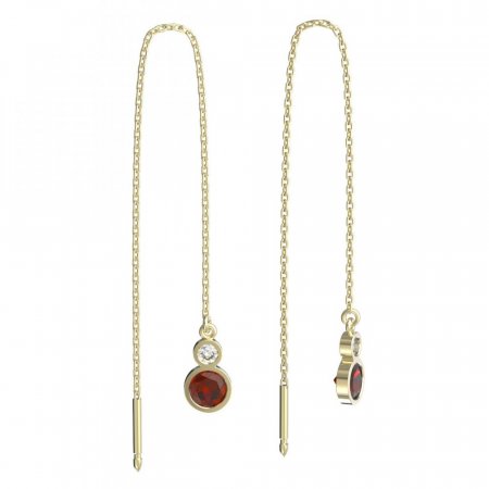 BeKid, Gold kids earrings -864 - Switching on: Chain 9 cm, Metal: Yellow gold 585, Stone: Red cubic zircon