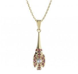 BG přívěs s přírodní perlou 537-C Stříbro 925 - pozlacené Granát a perla