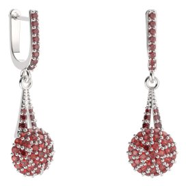BG náušnice sférického tvaru 534-G91 Stříbro 925 - rhodium Granát