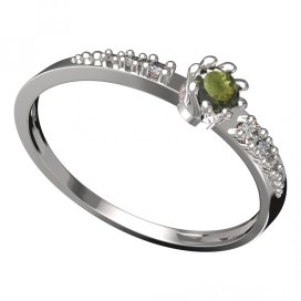 BG vltavínový prsten 554D Bílé zlato - 585 Vltavín a diamant