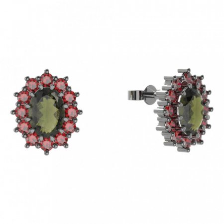 BG earring oval -  298 - Metal: Silver 925 - rhodium, Stone: Garnet