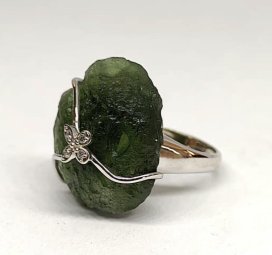 BG zlatý prsten, přírodní kámen-Vltavín 011