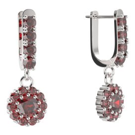 BG kulaté náušnice 628-96 Stříbro 925 - rhodium Granát