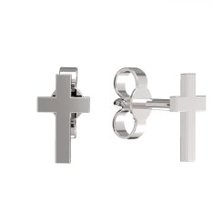 BG zlaté náušnice křížek 1105 Bílé zlato - 585