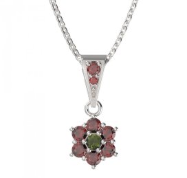BG přívěšek 002 Stříbro 925 - rhodium Vltavín a granát