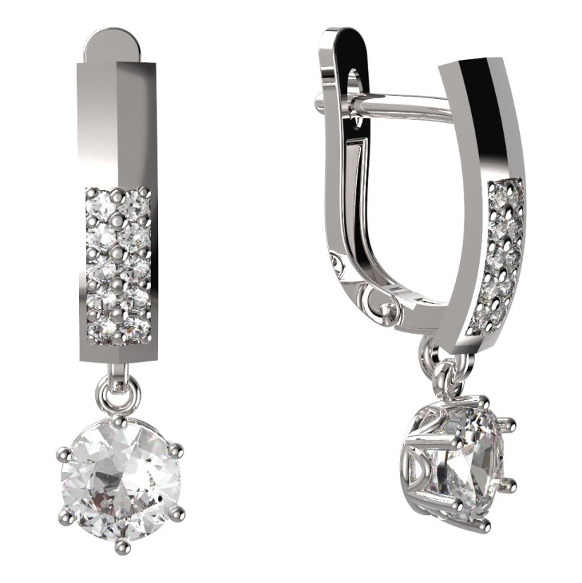 BG zlaté náušnice 1295 Bílé zlato - 585 Diamant