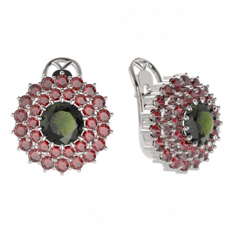 BG  earring 457-R7 circular - Metal: Silver 925 - rhodium, Stone: Garnet