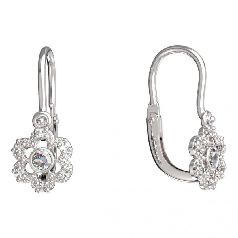 BeKid dětské náušnice šestilístek 854 Bílé zlato - 585 Diamant