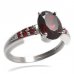 BG prsten oválný kámen 478-J - Kov: Stříbro 925 - rhodium, Kámen: Granát