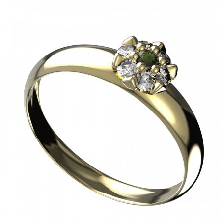BG vltavínový prsten 879T - Kov: Bílé zlato 585, Kámen: Vltavín a  kubický zirkon