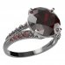 BG prsten s kulatým kamenem 475-G - Kov: Stříbro 925 - rhodium, Kámen: Vltavín a granát
