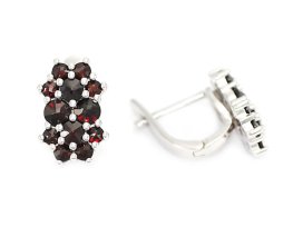 BG náušnice vsazeny kameny:přírodní granát  168 Bílé zlato - 585 Granát