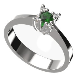 BG zlatý prstýnek 762 Bílé zlato - 585 Zelený kubický zirkon