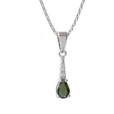 BG přívěs vsazen vltavín  626 Bílé zlato - 585 Vltavín a diamant
