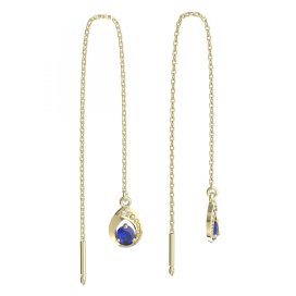 BeKid dětské náušnice 1242 Žluté zlato - 585 Tmavě modrý kubický zirkon