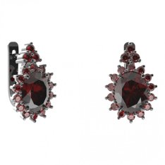 BG náušnice s centrálním oválným kamenem 516-87 Stříbro 925 - ruthenium (30-90dní) Granát