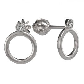 BG zlaté náušnice kroužky 1356 Bílé zlato - 585 Bílý kubický zirkon
