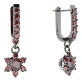 BG  náušnice 978 Stříbro 925 - ruthenium (30-90dní) Granát